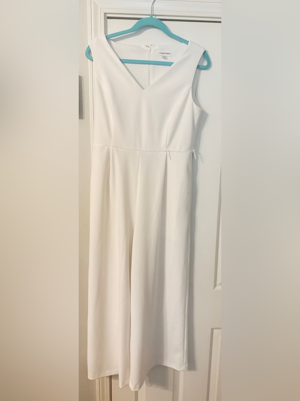 Calvin Klein White jumpsuit size 10 with Subtle Pleats